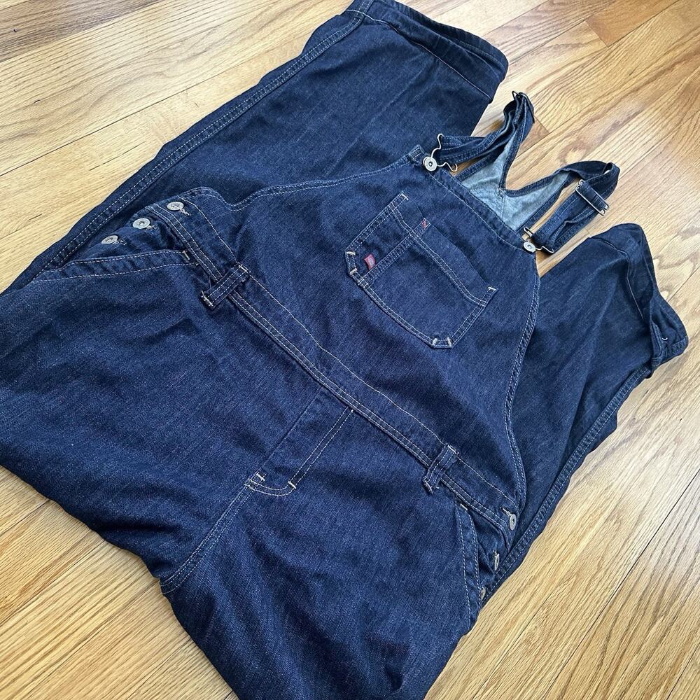 Dickies Men’s L Relaxed Fit Bib Denim Overalls Jeans Mid Blue Dungarees Farm